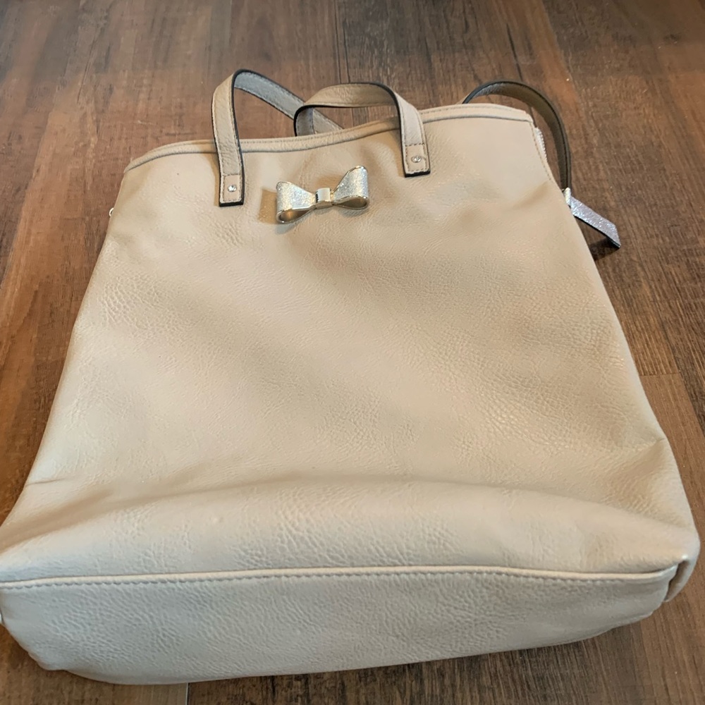 Candies taupe grey shoulder bucket bag purse bow